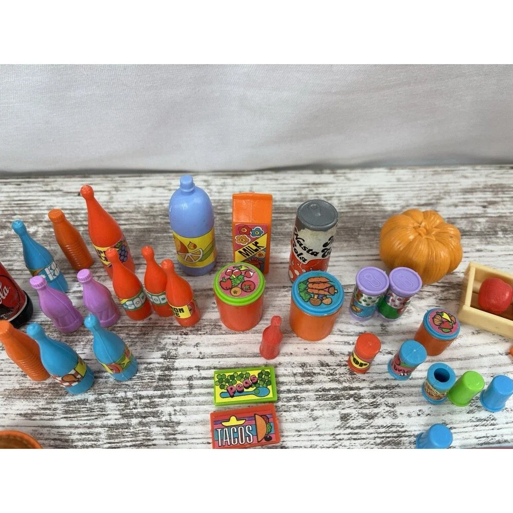 30+ VTG 70s Barbie Dream House Food & Bottles Accessories pop Milk TV Dinner